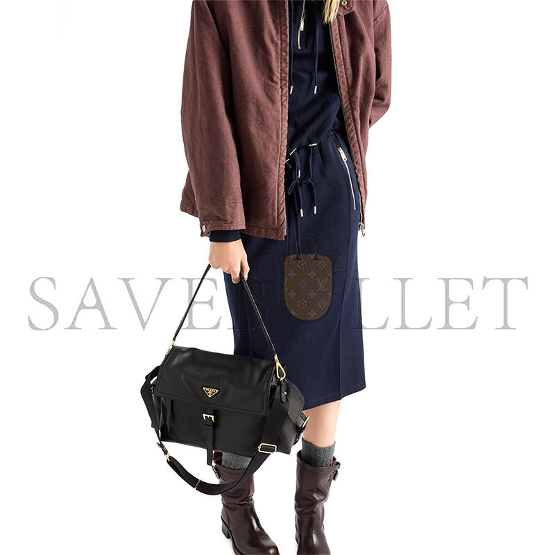 PRADA LARGE NAPPA LEATHER FLAP SHOULDER BAG 1BD391 (37.5*19*12cm)